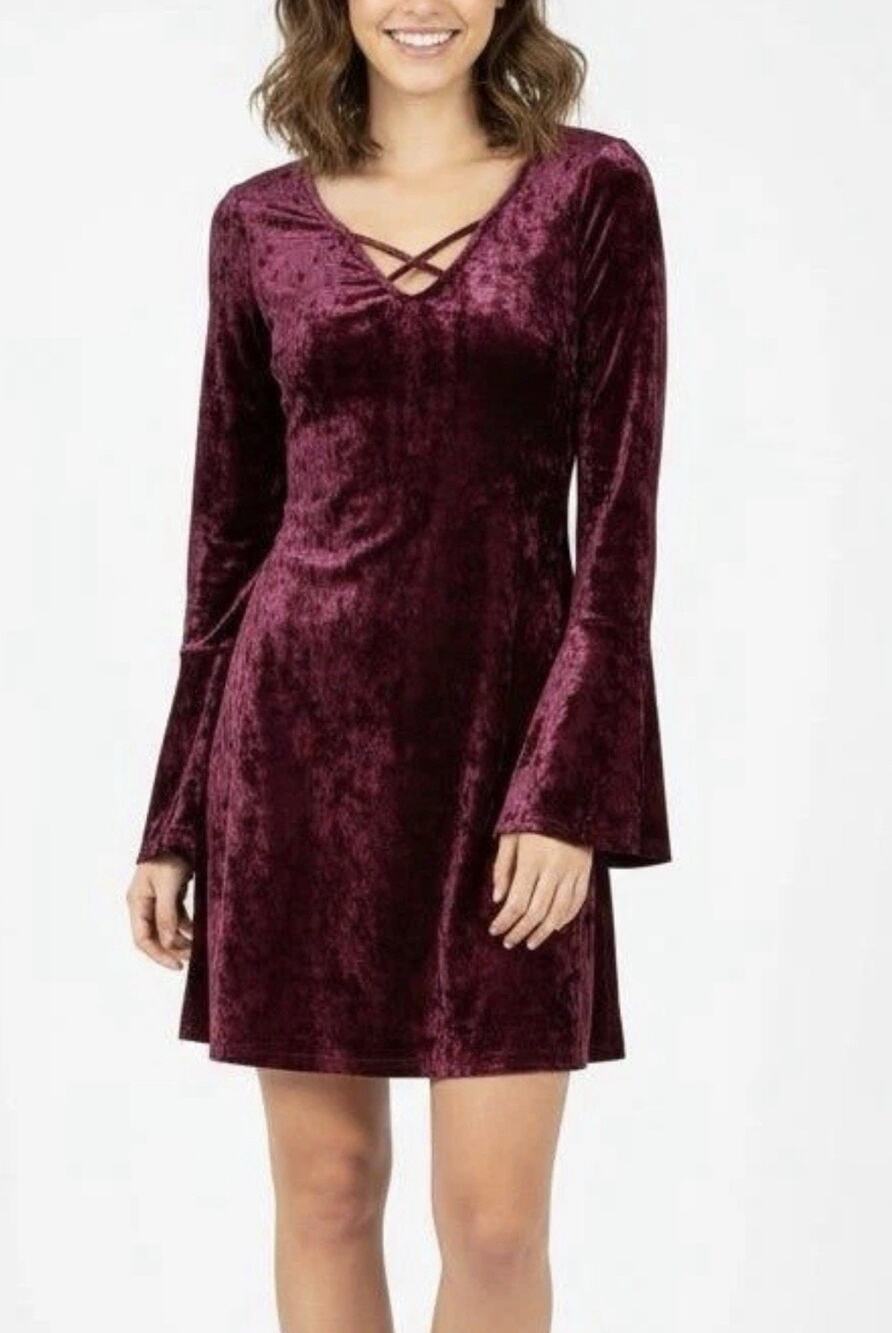 Hollister Dress Crushed Velvet S Romantic Y2K Grunge Whimsigoth Witchy